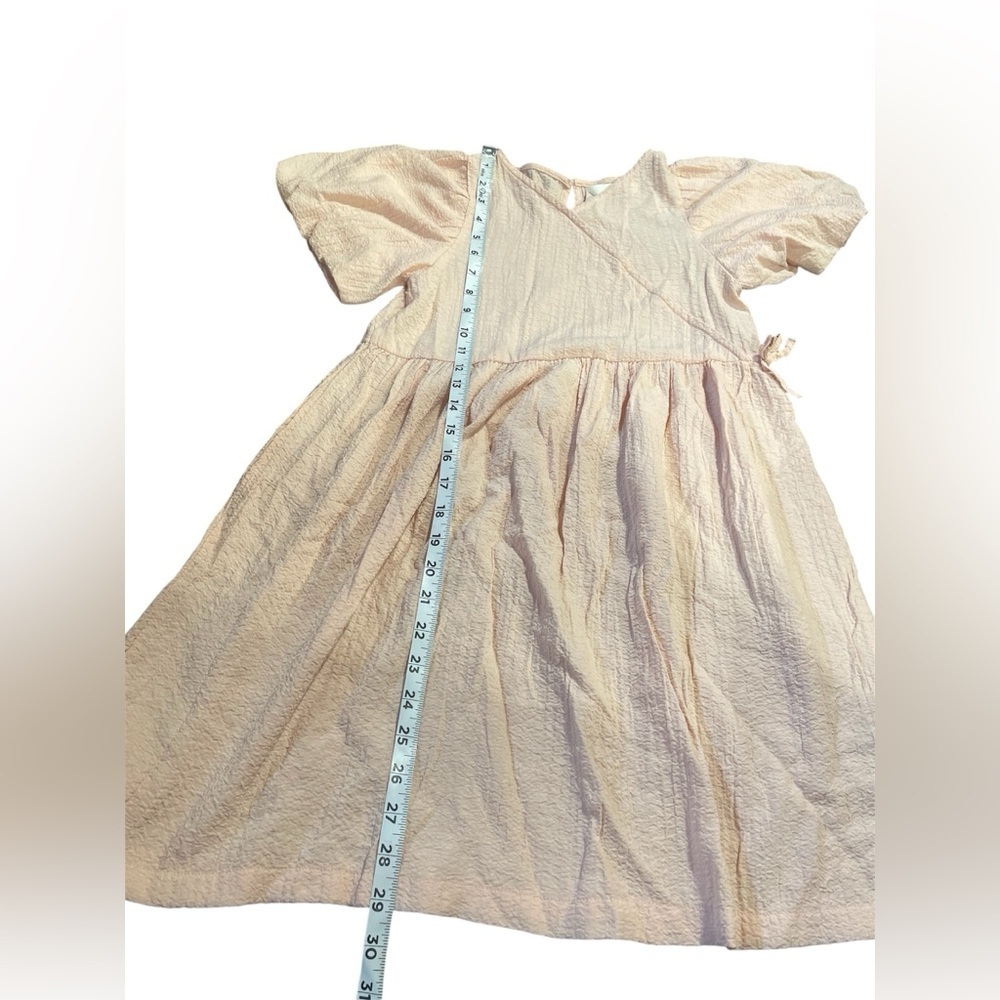 H&M Pink Puffed-Sleeved V-neck Wrap over Front Kids Dress Size 8 EUC - Picture 3 of 11